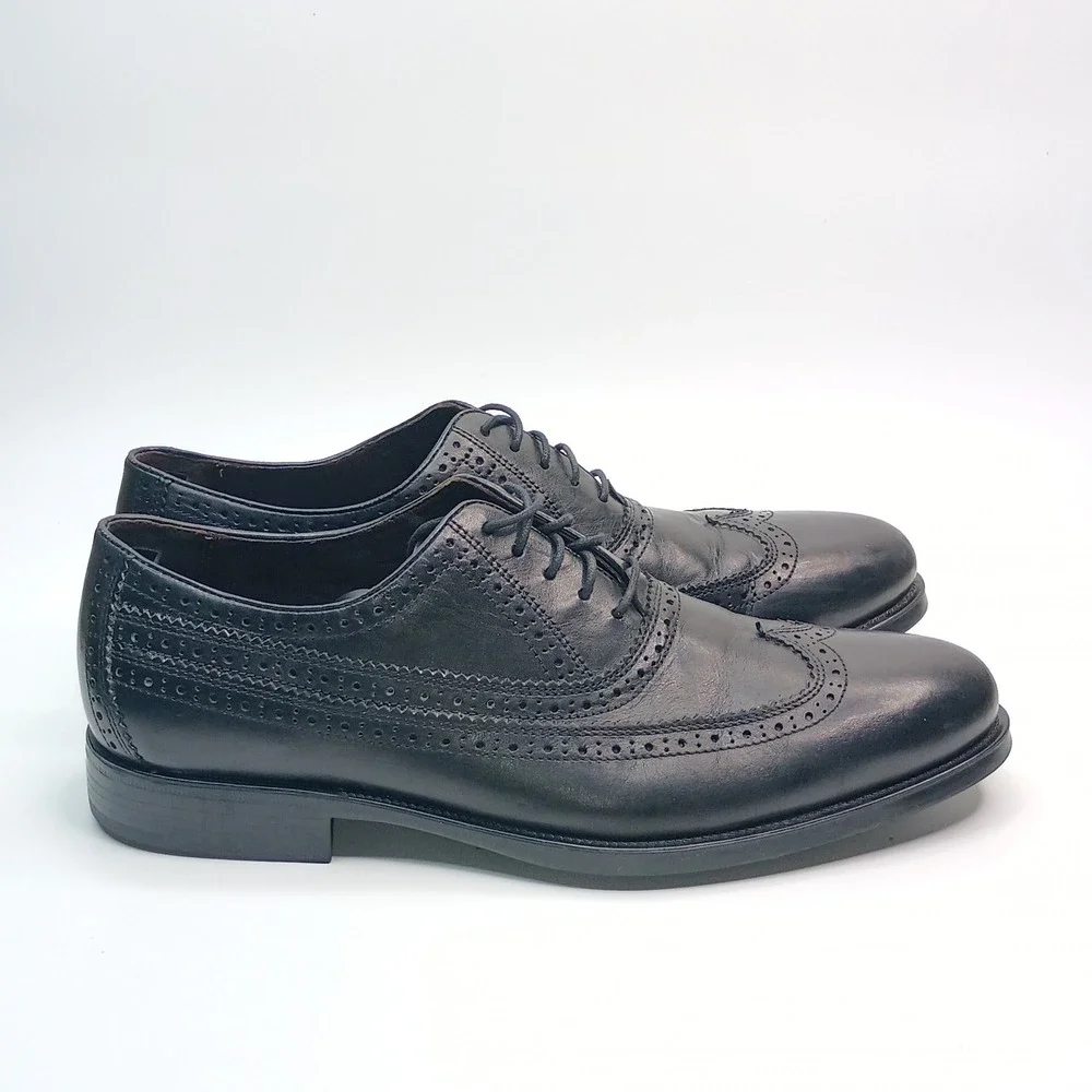 Johnston & Murphy Conard Wingtip Oxford Men Size 11.5 Black Leather 20-7545
